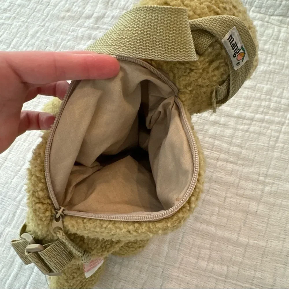 Vintage The Original Mango Teddy Bear SLING Plush 90s Y2K Retro Beige FLAW